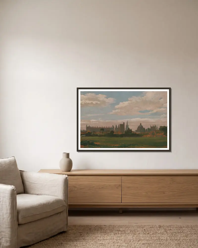Blick auf Oxford von William Turner of Oxford gerahmt an einer Wand
