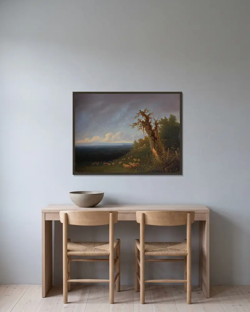 Hirtenjunge auf einem Hügel von William Turner of Oxford gerahmt an einer Wand
