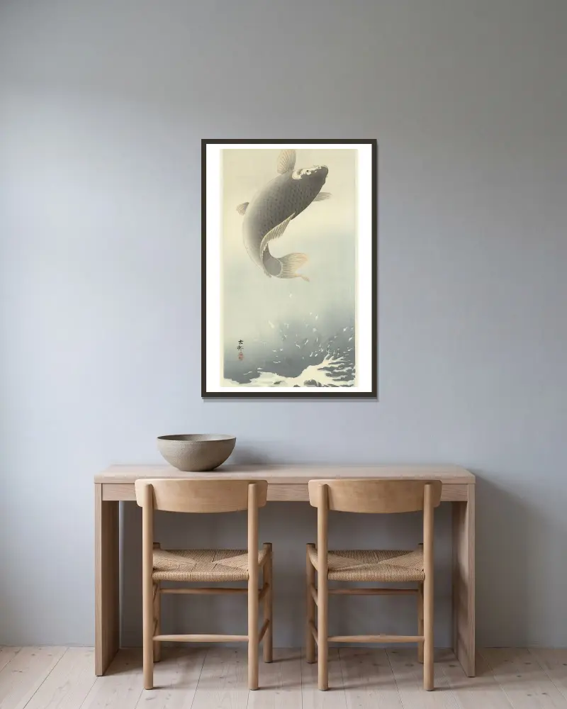 Skaczący karp, Ohara Koson w ramie na ścianie