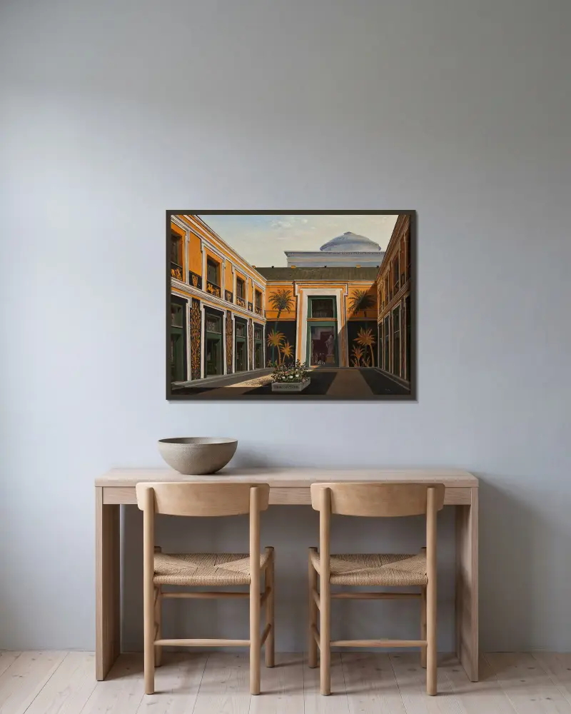 Der Innenhof des Thorvaldsen-Museums von Christian Olavius Zeuthen gerahmt an einer Wand