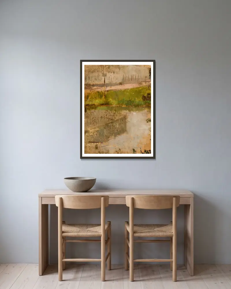 Landschaftsmotiv, 1930 von Olga Boznanska gerahmt an einer Wand