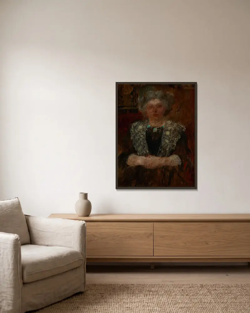 Portrét ženy, Olga Boznanska v rámu na stěně