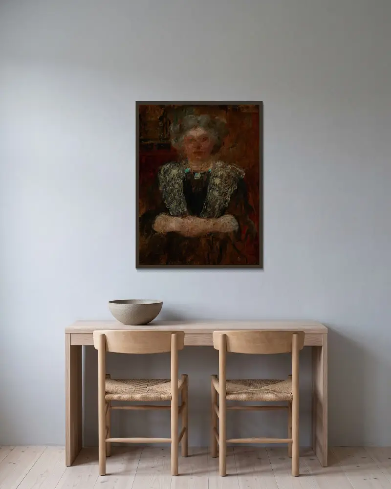 Portrét ženy, Olga Boznanska v rámu na stěně