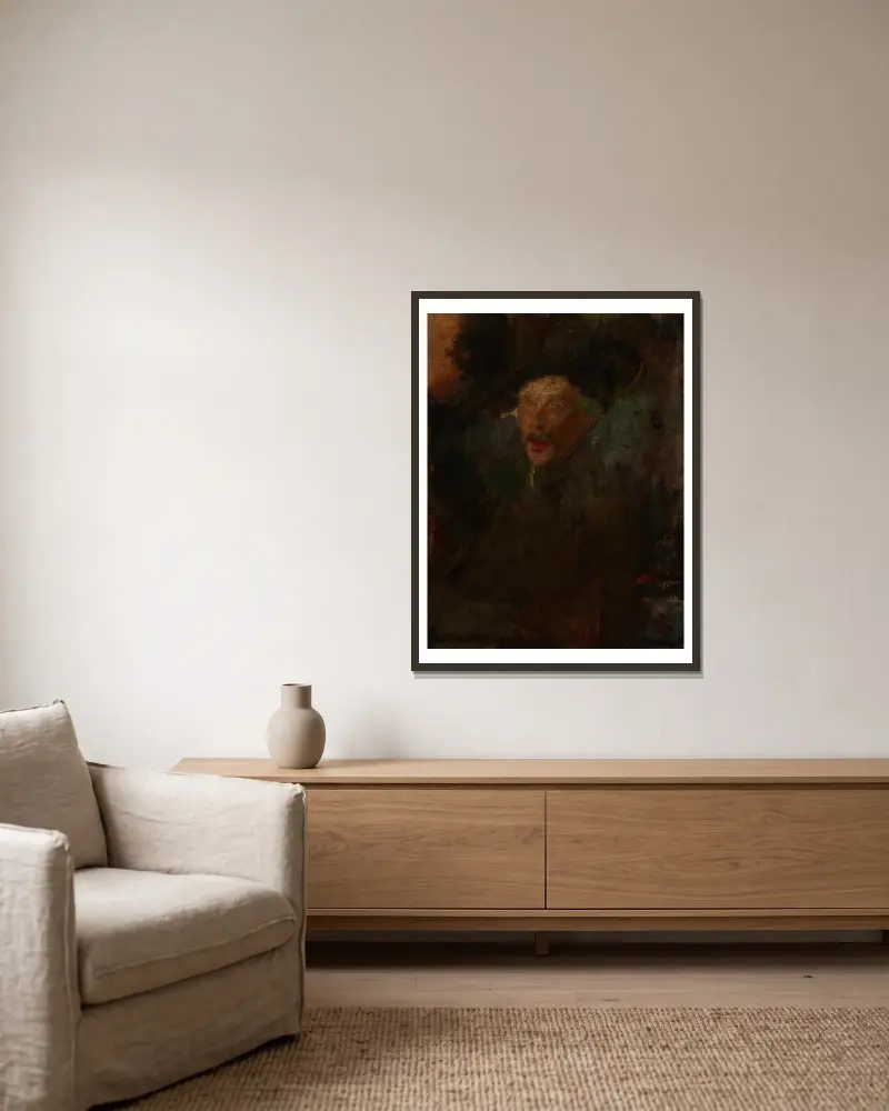 Porträtt av arkitekten Franciszek Mączyński av Olga Boznanska inramad på en vägg