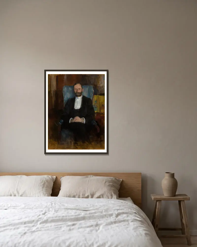 Porträt von Feliks Jasieński von Olga Boznanska gerahmt an einer Wand