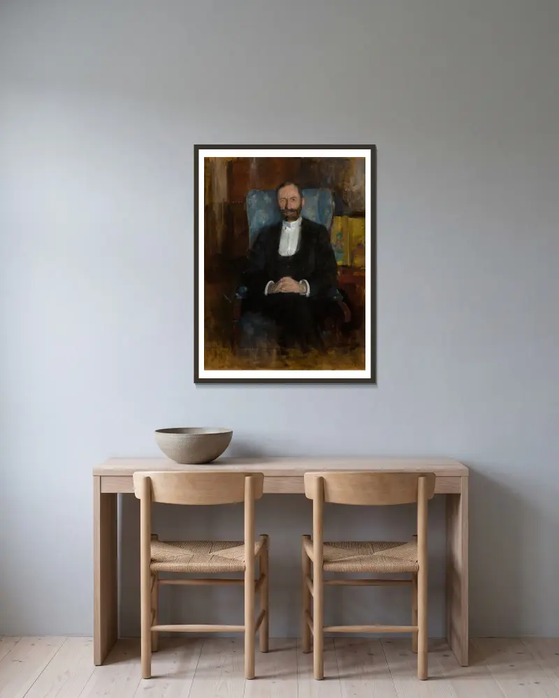 Porträt von Feliks Jasieński von Olga Boznanska gerahmt an einer Wand