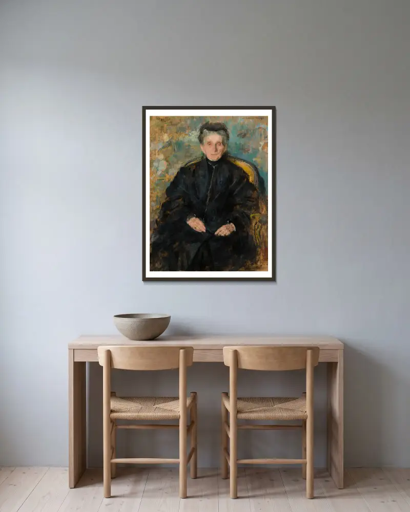 Bildnis der Jadwiga Sapieżyna geb. Sanguszko von Olga Boznanska gerahmt an einer Wand
