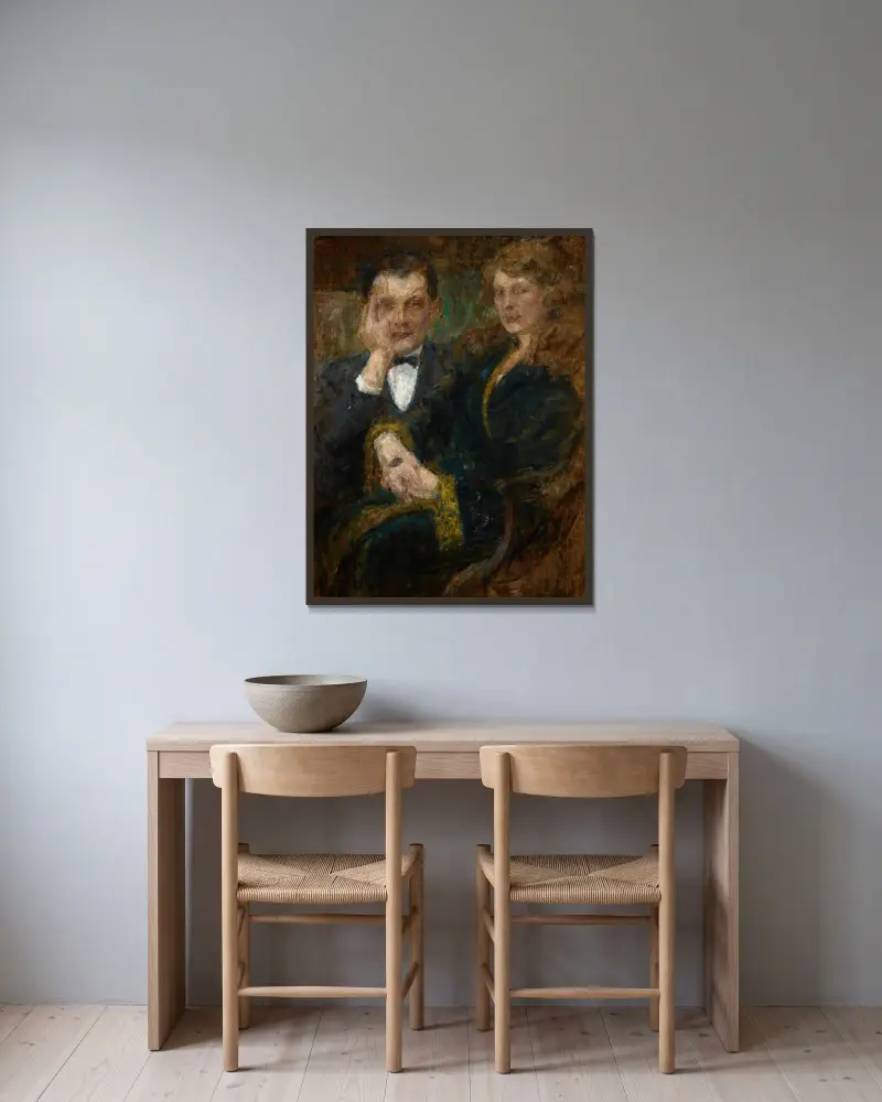 Porträtt av herr och fru Smogorzewski av Olga Boznanska inramad på en vägg