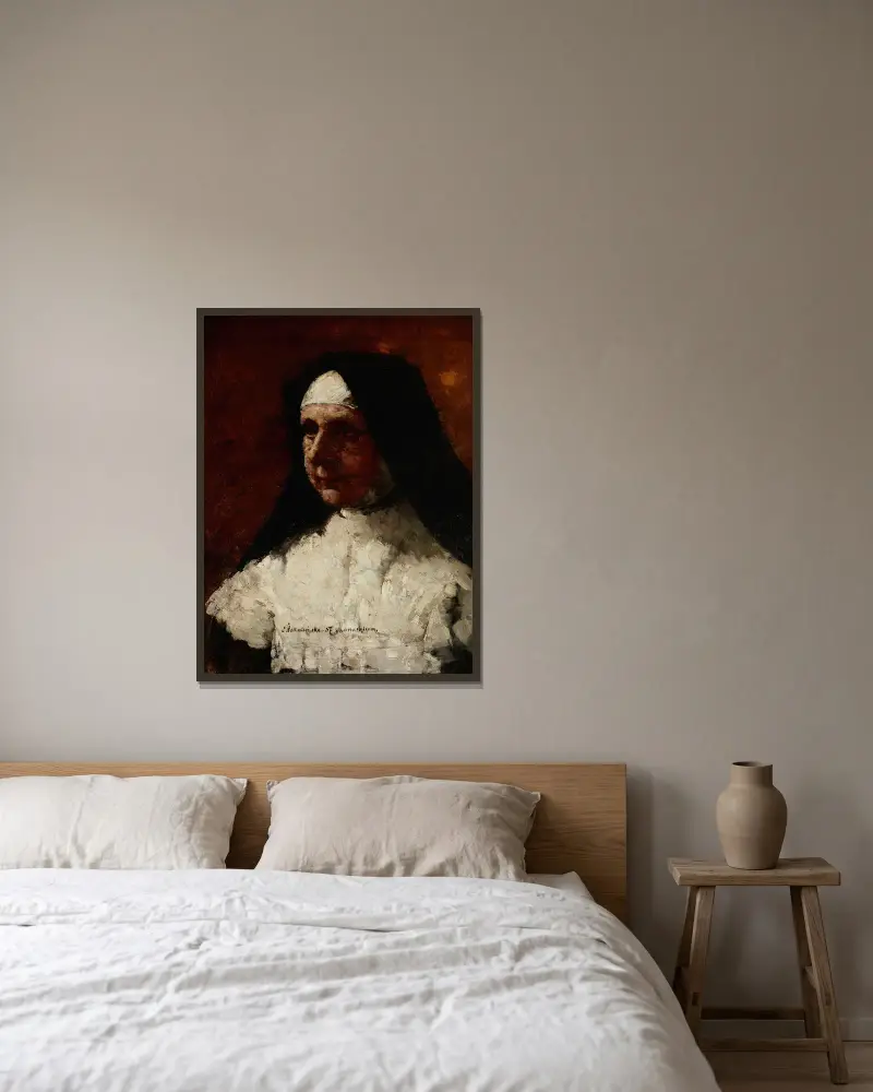 Studie einer Nonne von Olga Boznanska gerahmt an einer Wand