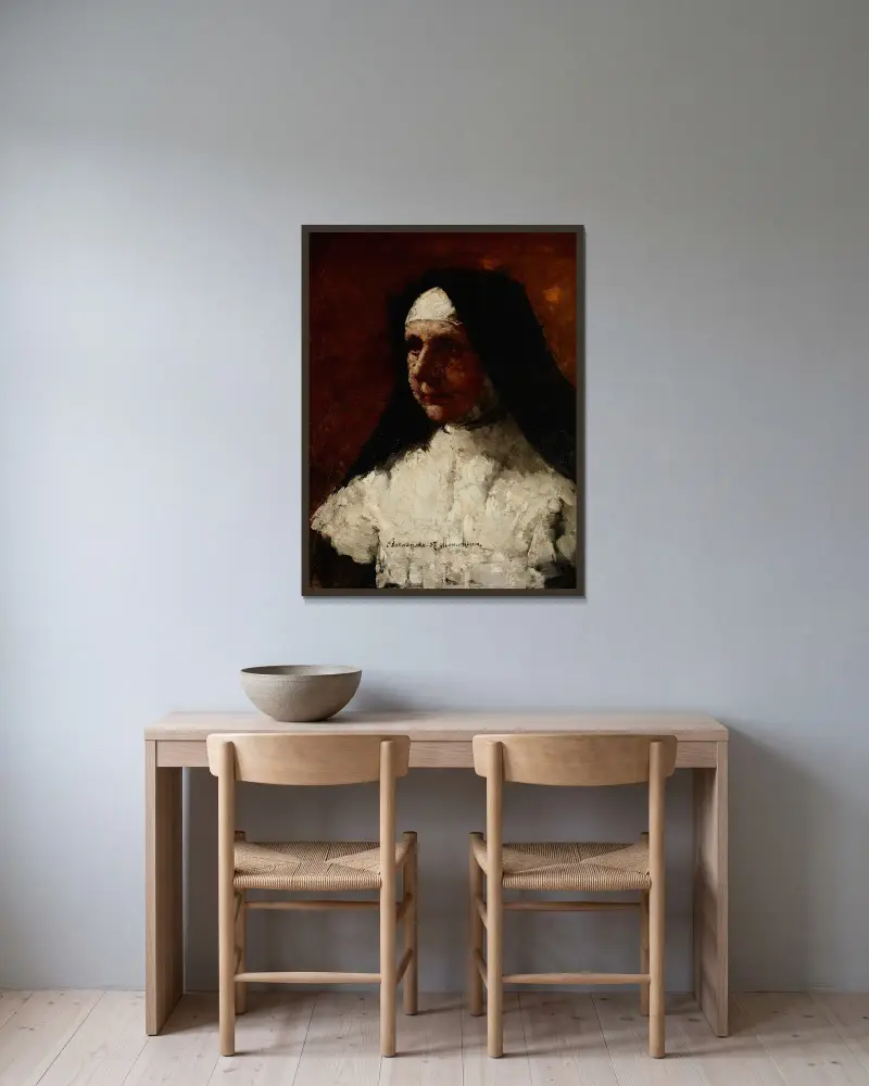 Studie einer Nonne von Olga Boznanska gerahmt an einer Wand