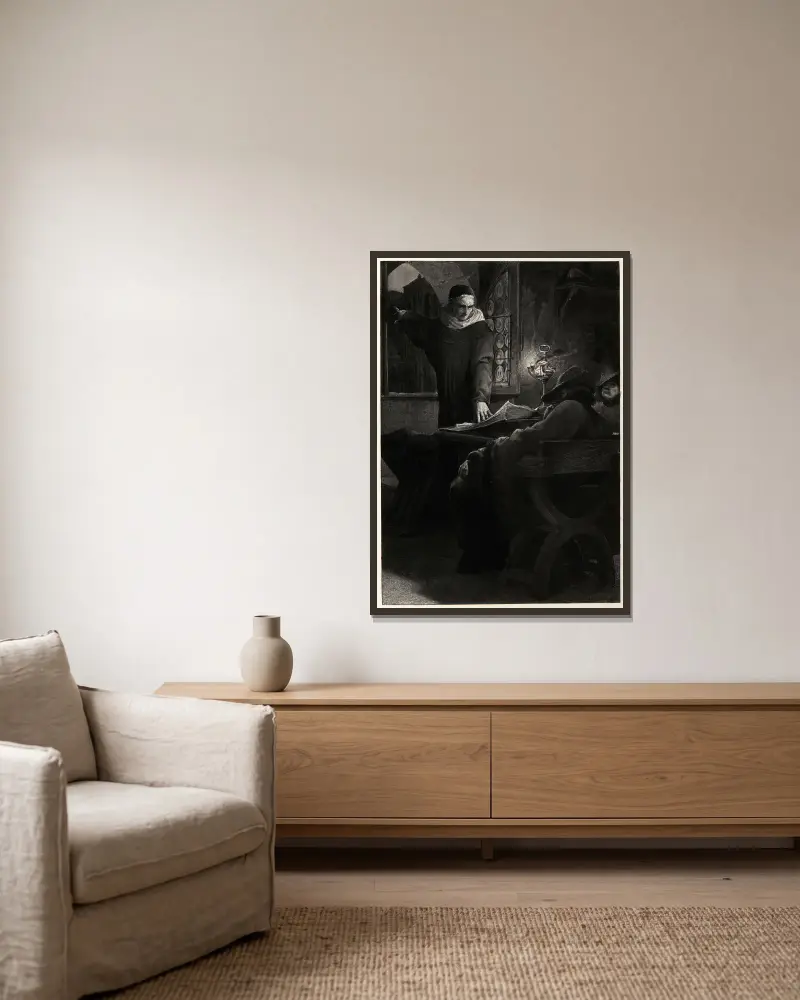 Abbas Beati Martini von Luc-Olivier Merson gerahmt an einer Wand