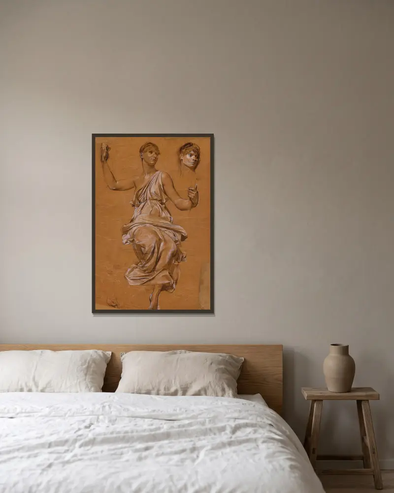 Studie einer drapierten Frau von Luc-Olivier Merson gerahmt an einer Wand
