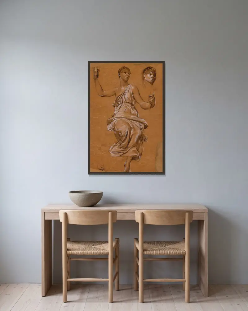 Studie einer drapierten Frau von Luc-Olivier Merson gerahmt an einer Wand
