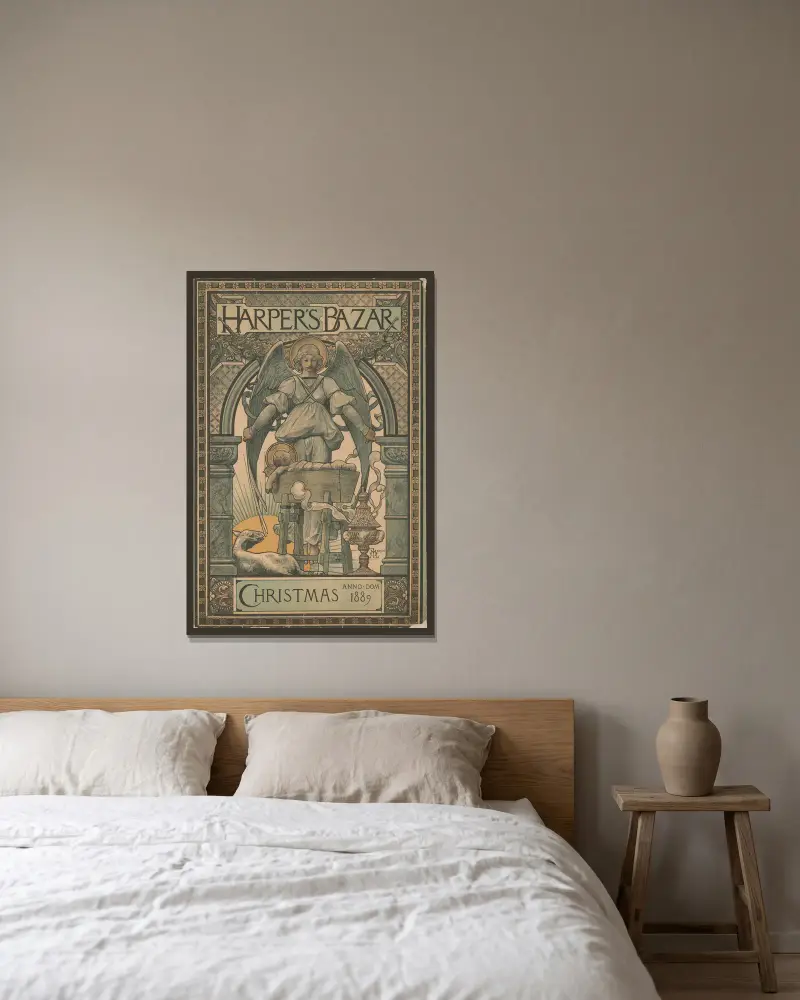 Harper’s Bazar, Weihnachten (1889) von Luc-Olivier Merson gerahmt an einer Wand