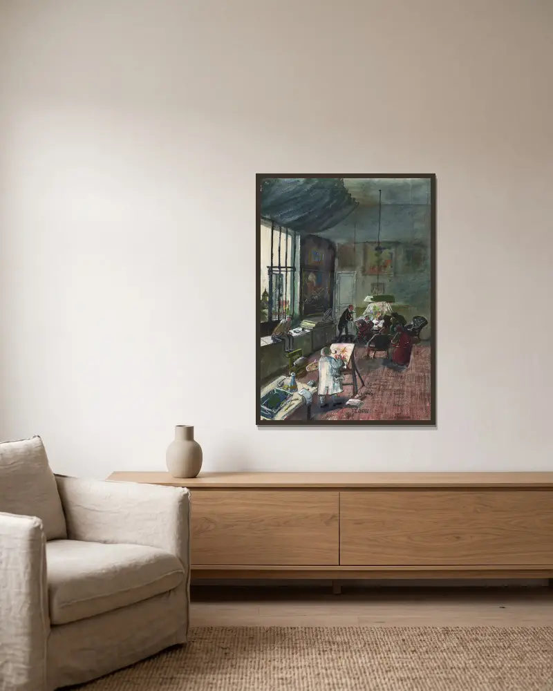 Das Atelier Oskar Laskes in Wien von Oskar Laske gerahmt an einer Wand