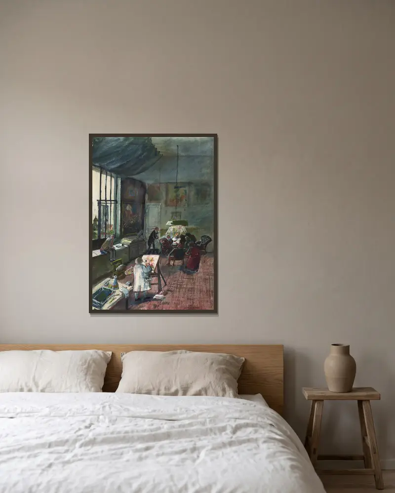 Das Atelier Oskar Laskes in Wien von Oskar Laske gerahmt an einer Wand