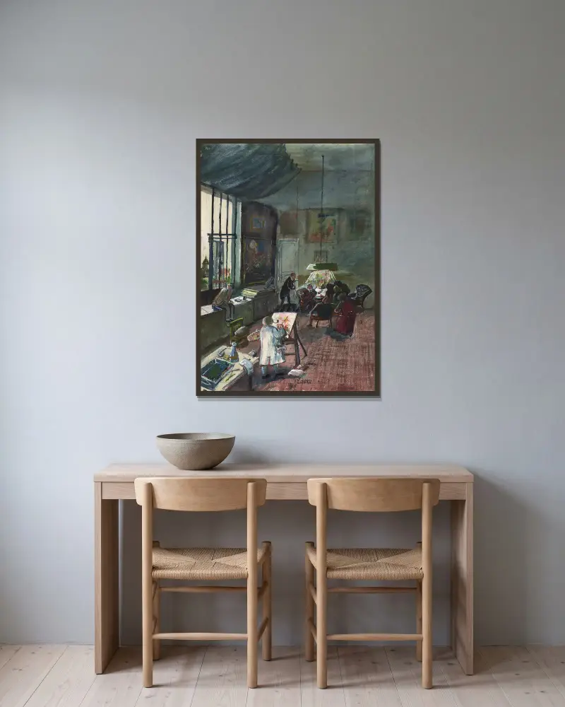 Das Atelier Oskar Laskes in Wien von Oskar Laske gerahmt an einer Wand