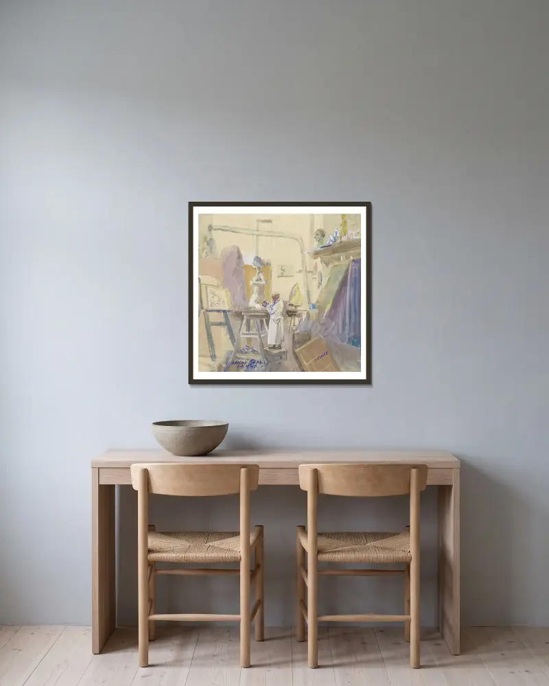 Im Bildhaueratelier av Oskar Laske inramad på en vägg