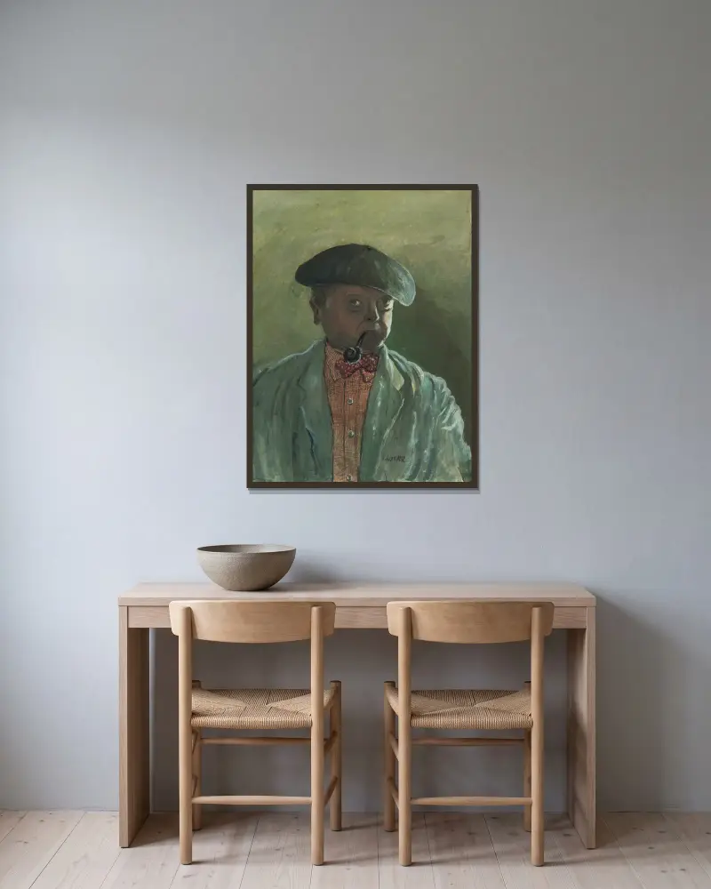 Autoportret, Oskar Laske w ramie na ścianie