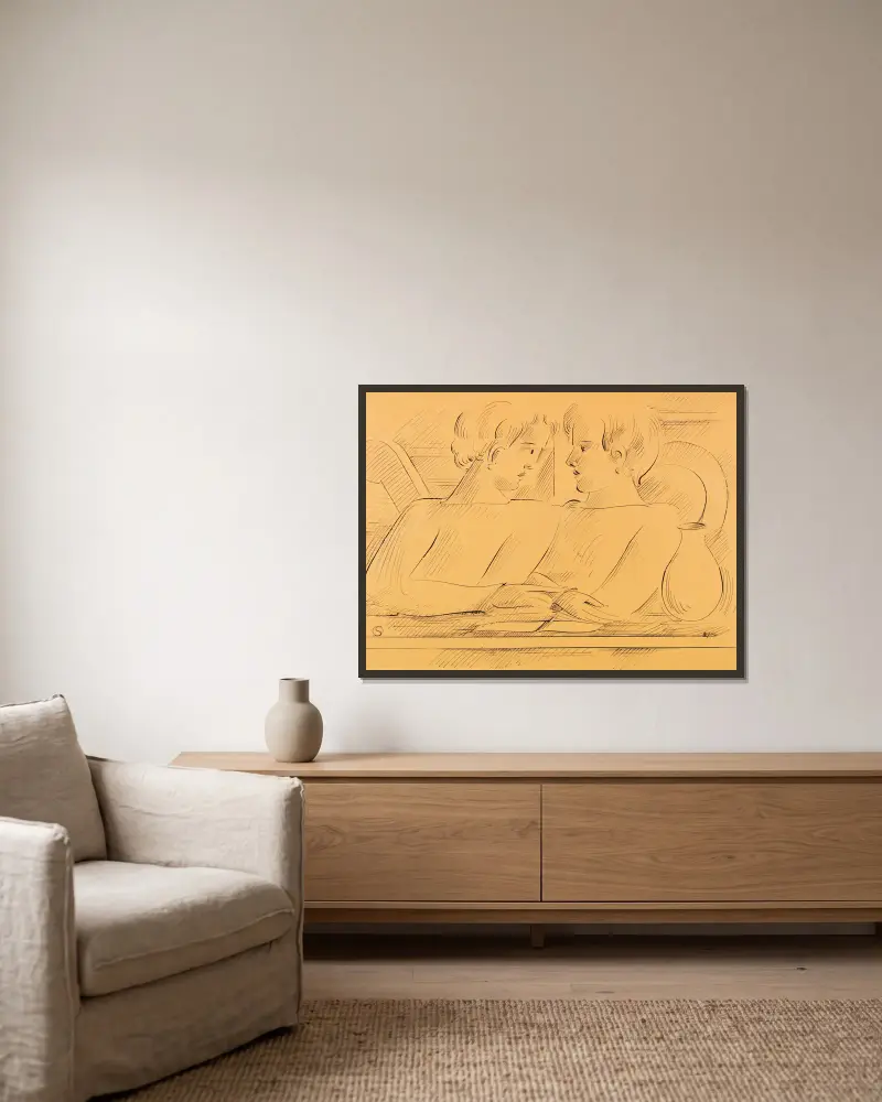 Duo, 1936 – Nr. 1 von Oskar Schlemmer gerahmt an einer Wand
