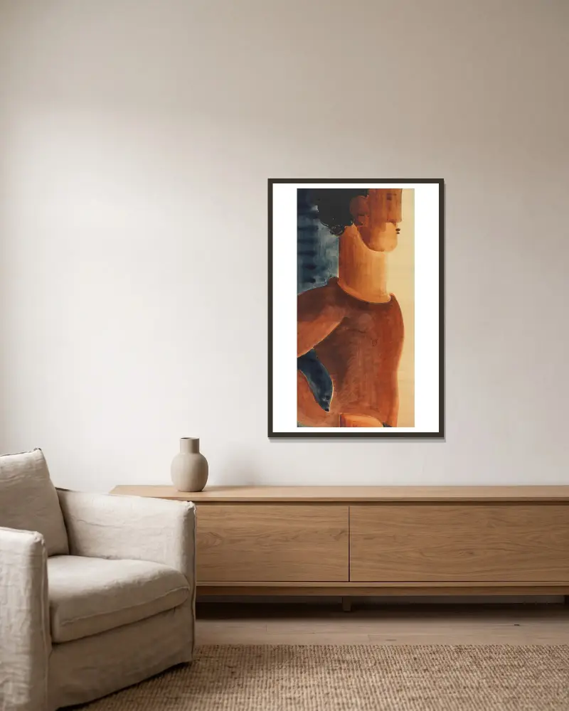 Jünglingsfigur romantisch von Oskar Schlemmer gerahmt an einer Wand