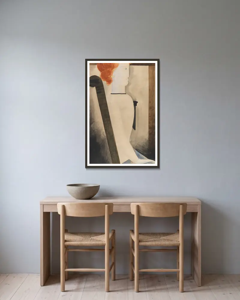 Sitzende von Oskar Schlemmer gerahmt an einer Wand