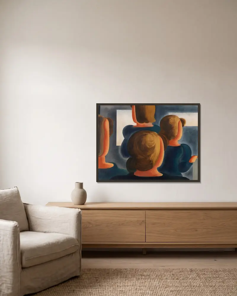 Vierergruppe mit Grau von Oskar Schlemmer gerahmt an einer Wand