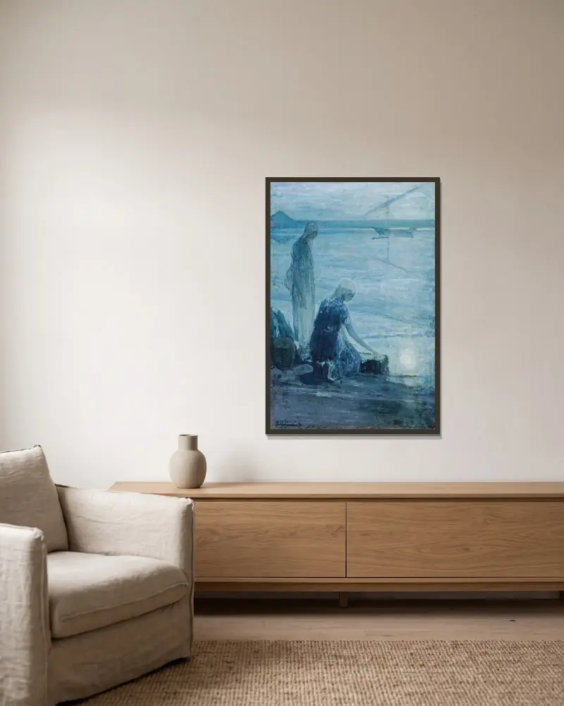 Mose i vassen av Henry Ossawa Tanner inramad på en vägg