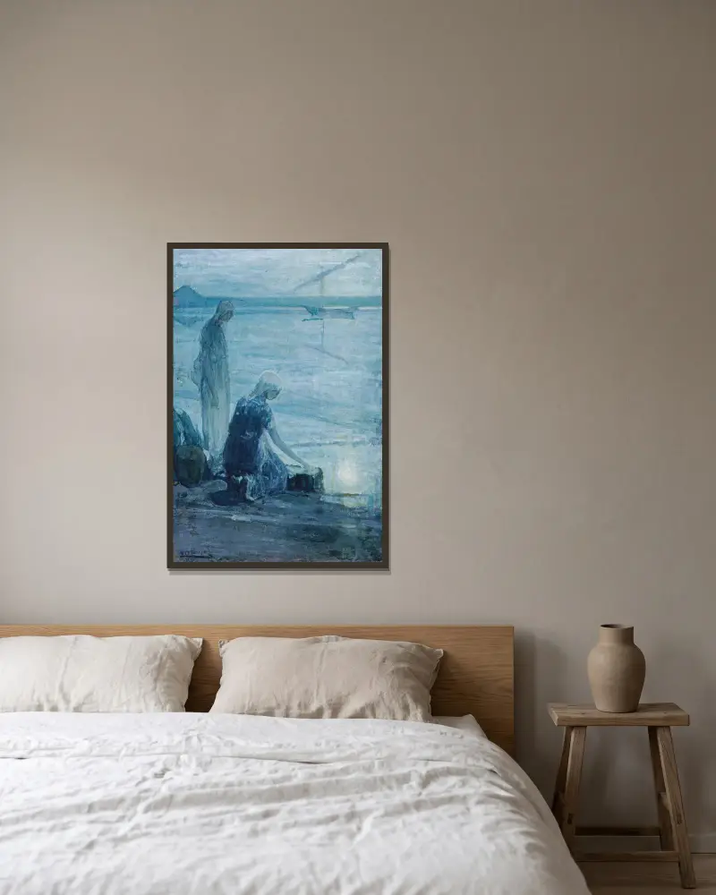 Mose i vassen av Henry Ossawa Tanner inramad på en vägg