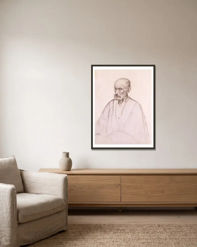 Studie für den Jünger Petrus von Henry Ossawa Tanner gerahmt an einer Wand