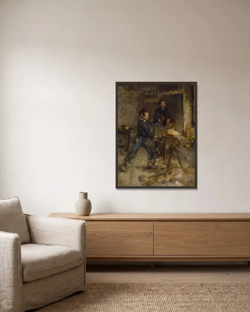Studie für den jungen Sabotmacher von Henry Ossawa Tanner gerahmt an einer Wand