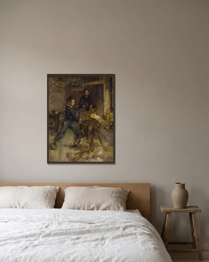Studie für den jungen Sabotmacher von Henry Ossawa Tanner gerahmt an einer Wand