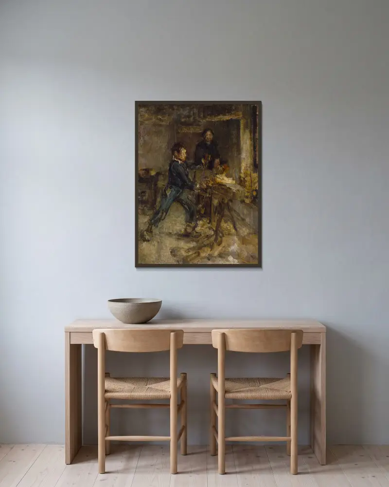 Studie für den jungen Sabotmacher von Henry Ossawa Tanner gerahmt an einer Wand