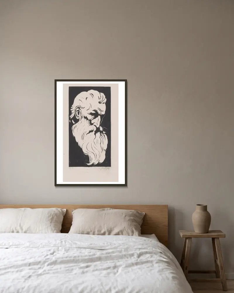 Kopf eines alten Mannes von Stanisław Ostoja-Chrostowski gerahmt an einer Wand