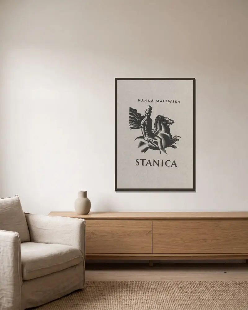 Bokomslag till Stanica, opowieści rzymskie av Hanna Malewska av Stanisław Ostoja-Chrostowski inramad på en vägg