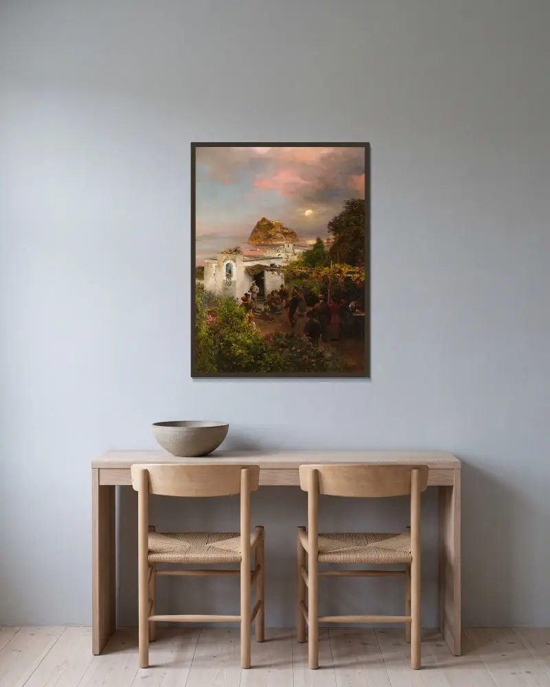 Widok na Ischię, Oswald Achenbach w ramie na ścianie