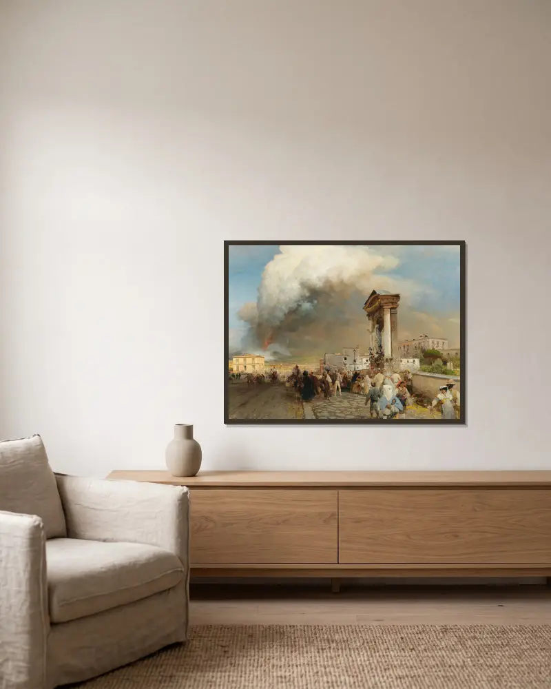Erupce Vesuvu, Oswald Achenbach v rámu na stěně