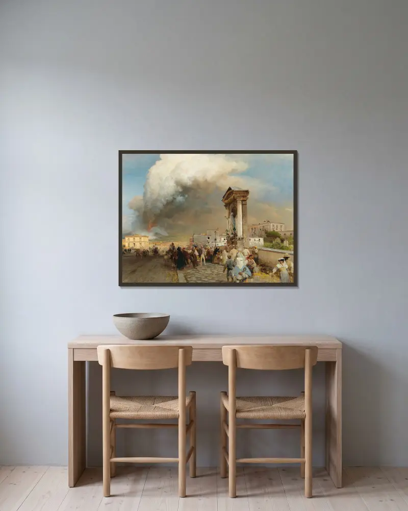 Erupce Vesuvu, Oswald Achenbach v rámu na stěně