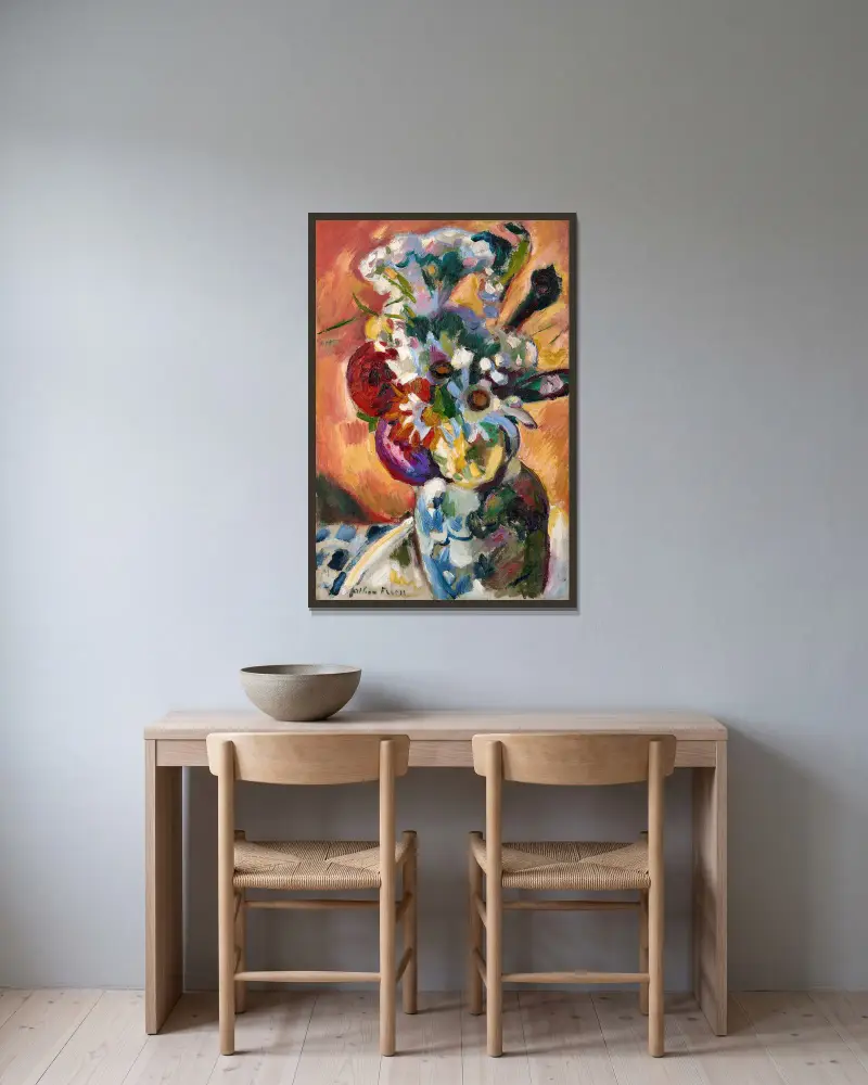 Bouquet de fleurs av Emile Othon Friesz inramad på en vägg