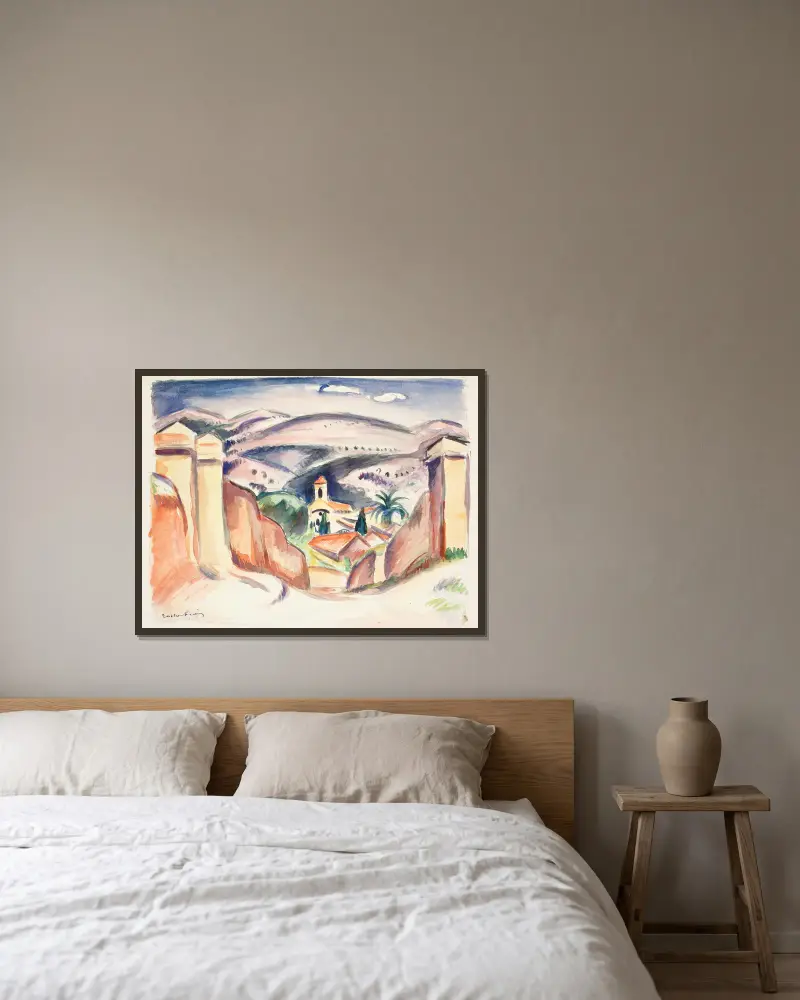 Ingången till Cassis, även kallad Kyrktornet i Cassis av Emile Othon Friesz inramad på en vägg