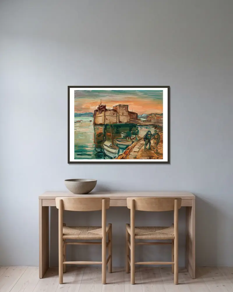 La Côte d’Azur av Emile Othon Friesz inramad på en vägg