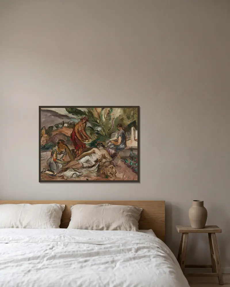 Les Baigneuses av Emile Othon Friesz inramad på en vägg