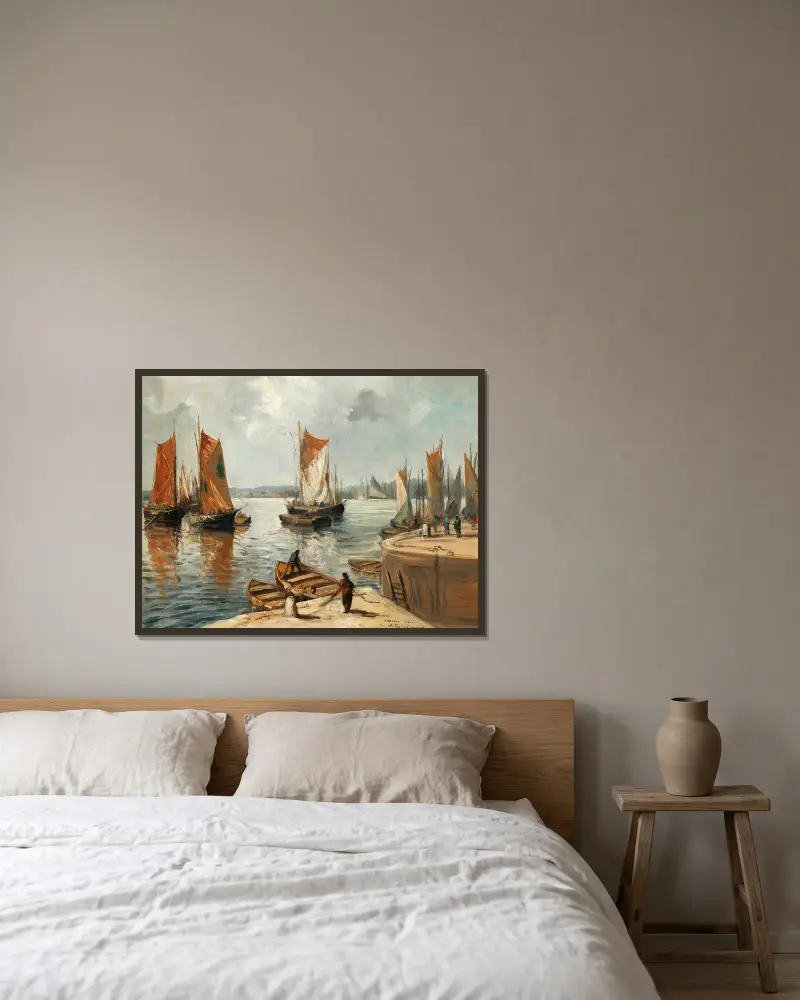 Port normand av Emile Othon Friesz inramad på en vägg