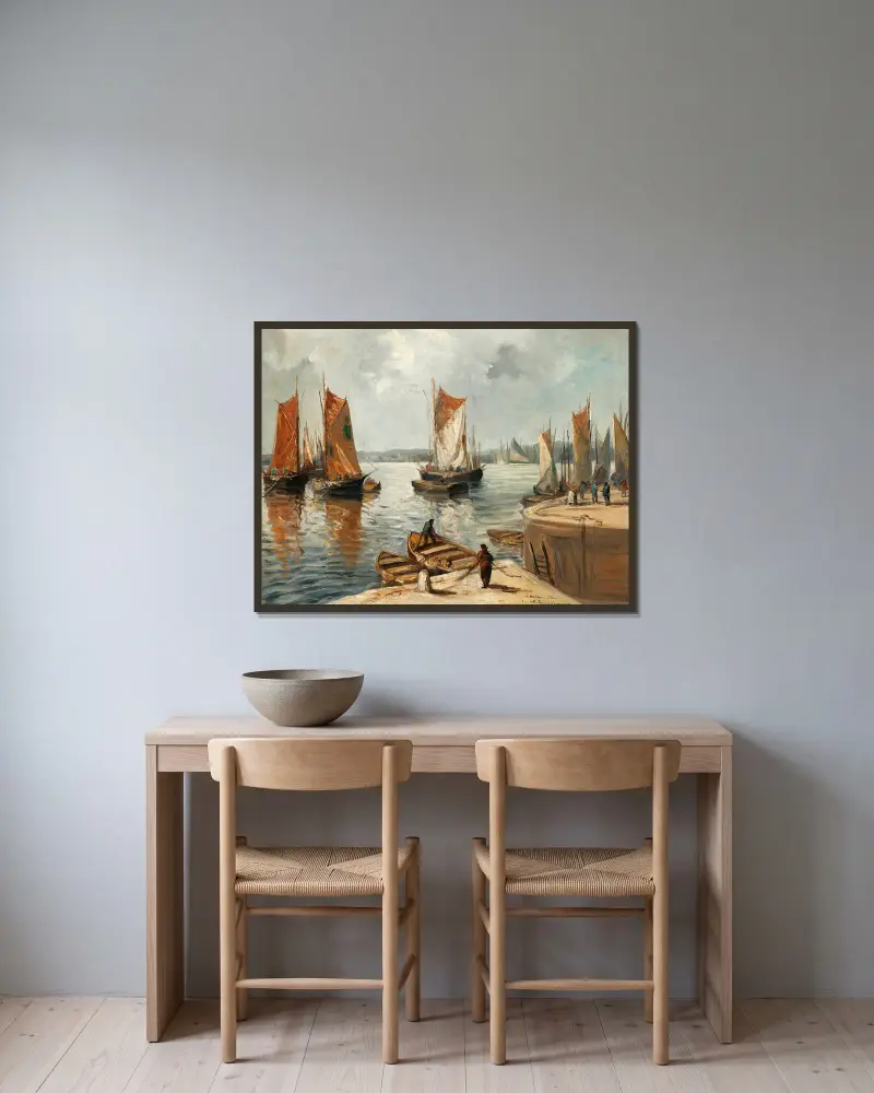 Port normand av Emile Othon Friesz inramad på en vägg
