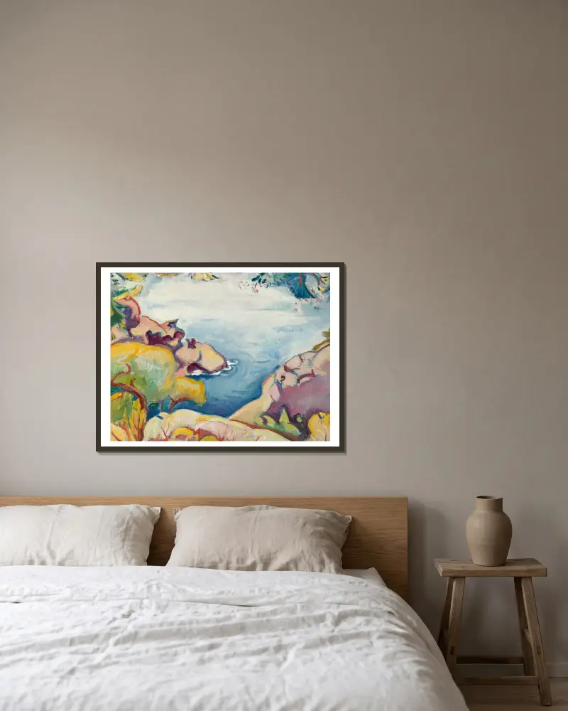 Klippor och hav, L’Estaque av Emile Othon Friesz inramad på en vägg