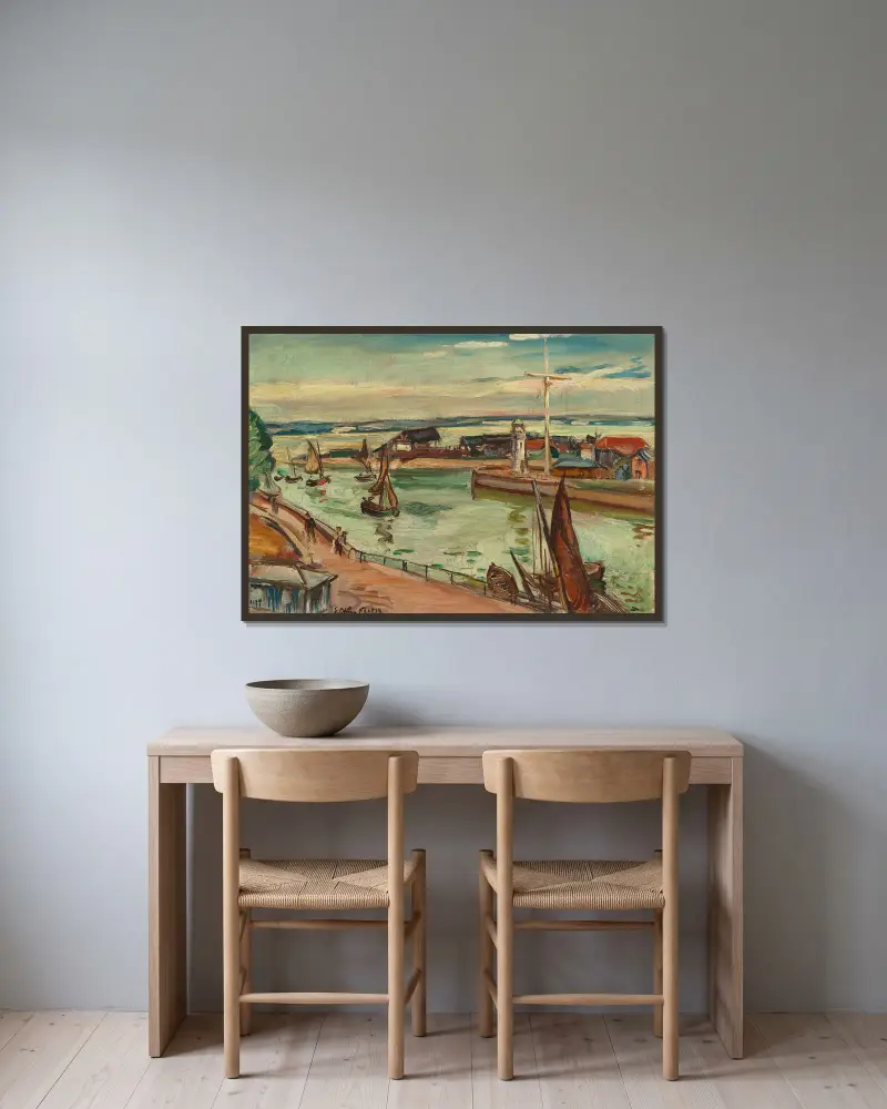 Sortie de port à Honfleur av Emile Othon Friesz inramad på en vägg