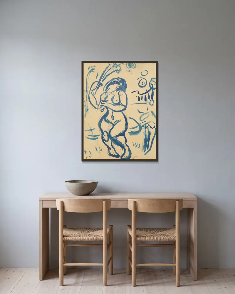 Stående nøgen kvinde. av Emile Othon Friesz inramad på en vägg