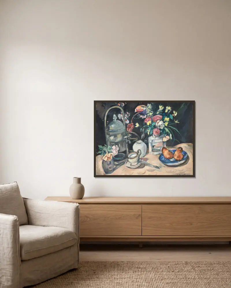 Stilleben med briocher av Emile Othon Friesz inramad på en vägg