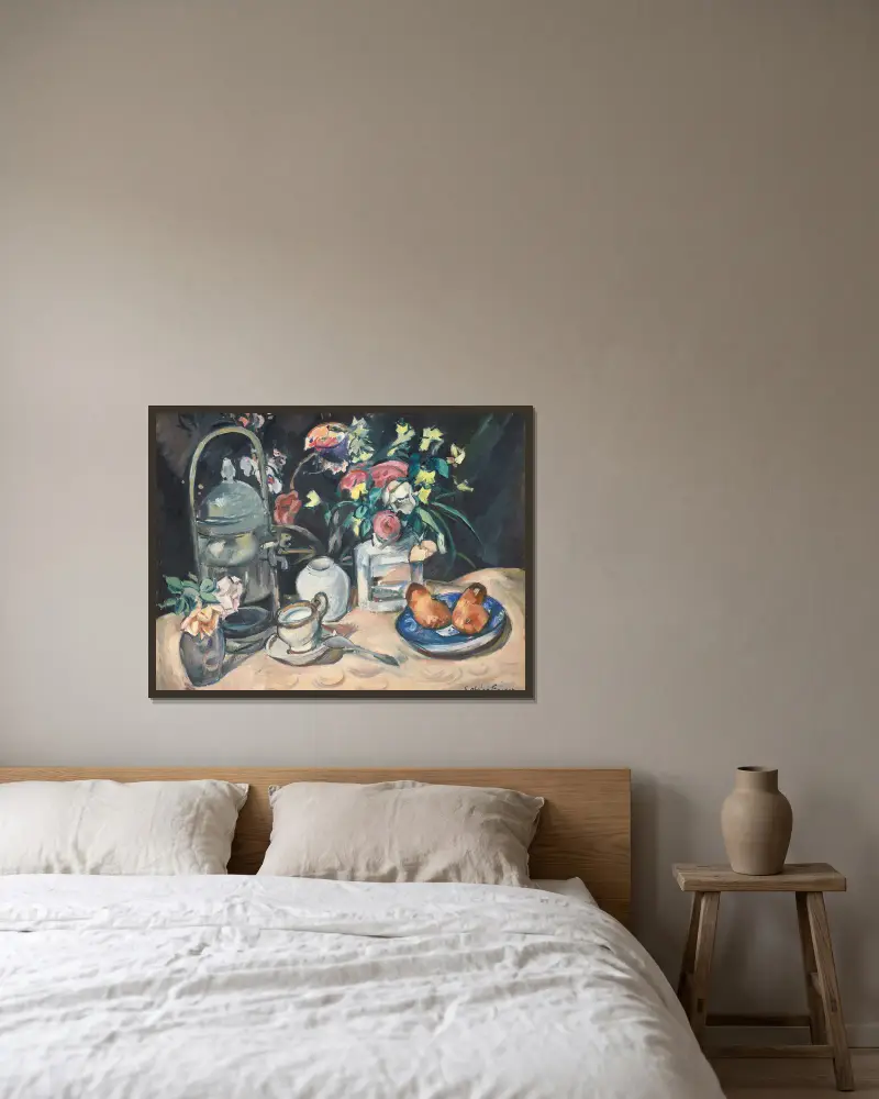 Stilleben med briocher av Emile Othon Friesz inramad på en vägg