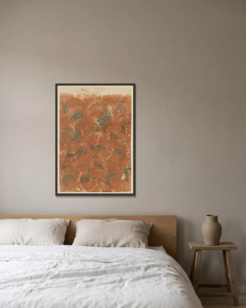 Marmorpapier, 1894 – nr 7 av Otto Eckmann inramad på en vägg